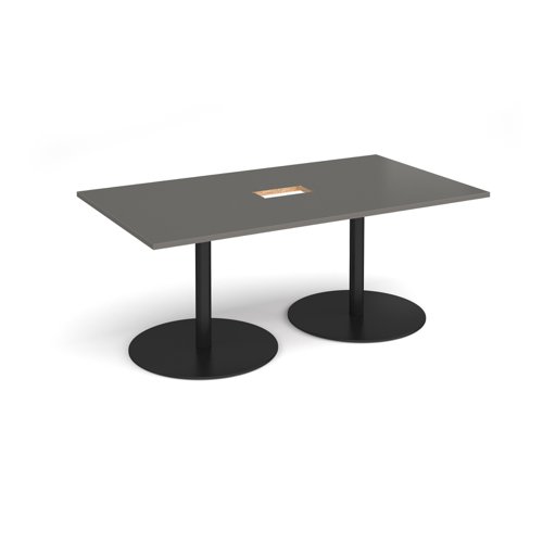 Eternal rectangular boardroom table 1800mm x 1000mm with central cutout 272mm x 132mm - black base, onyx grey top Eternal rectangular boardroom table 1800mm x 1000mm with central cutout 272mm x 132mm - black base, onyx grey top