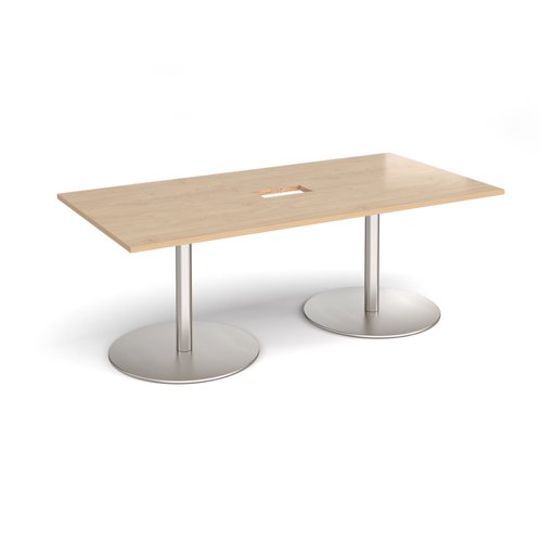 Eternal rectangular boardroom table 2000mm x 1000mm with central cutout 272mm x 132mm - brushed steel base, kendal oak top Eternal rectangular boardroom table 2000mm x 1000mm with central cutout 272mm x 132mm - brushed steel base, kendal oak top
