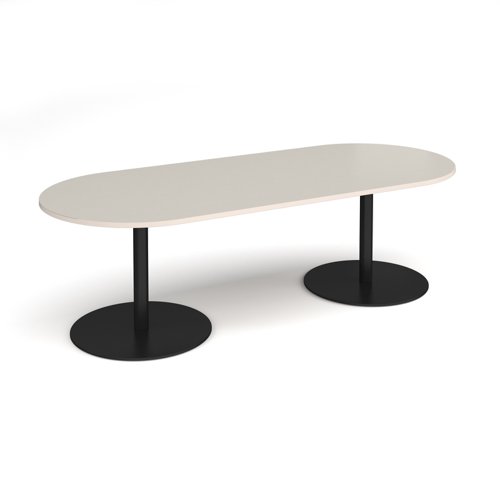 Eternal radial end boardroom table 2400mm x 1000mm - black base, light grey top Eternal radial end boardroom table 2400mm x 1000mm - black base, light grey top