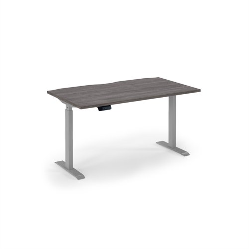 Elev8 Eco 1400w desk Elev8 Eco straight sit-stand desk 1400mm x 800mm - silver frame, grey oak top Elev8 Eco 1400w desk Elev8 Eco straight sit-stand desk 1400mm x 800mm - silver frame, grey oak top