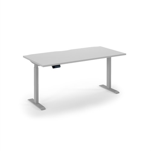 Elev8 Eco 1600w desk Elev8 Eco straight sit-stand desk 1600mm x 800mm - silver frame, white top Elev8 Eco 1600w desk Elev8 Eco straight sit-stand desk 1600mm x 800mm - silver frame, white top