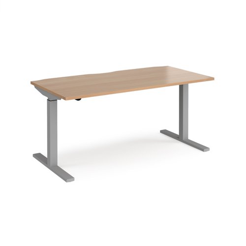 Elev8+Mono+straight+sit-stand+desk+1600mm+x+800mm+-+silver+frame%2C+beech+top