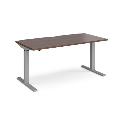 Elev8+Mono+straight+sit-stand+desk+1600mm+x+800mm+-+silver+frame%2C+walnut+top