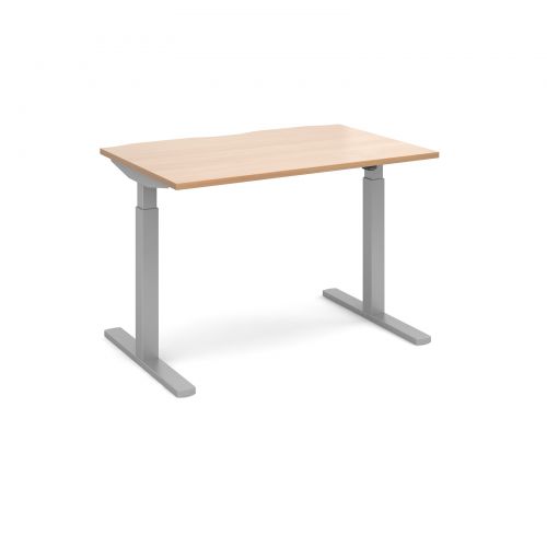 Elev8 Mono straight sit-stand desk 1200mm x 800mm - silver frame and beech top