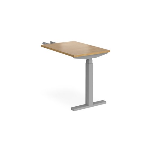 Elev8 Touch sit-stand return desk 600mm x 800mm - silver frame and oak top