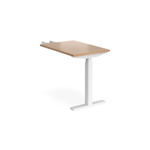Elev8 Touch sit-stand return desk 600mm x 800mm - white frame and beech top