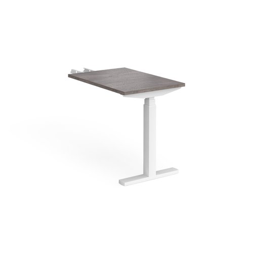Elev8 Touch sit-stand return desk 600mm x 800mm - white frame and grey oak top