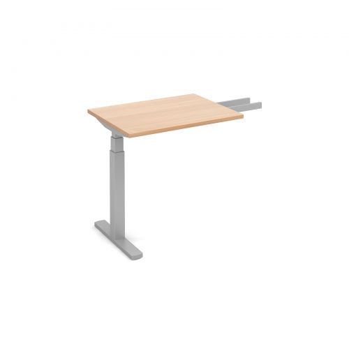 Elev8 Touch sit-stand return desk 600mm x 800mm - silver frame, beech top