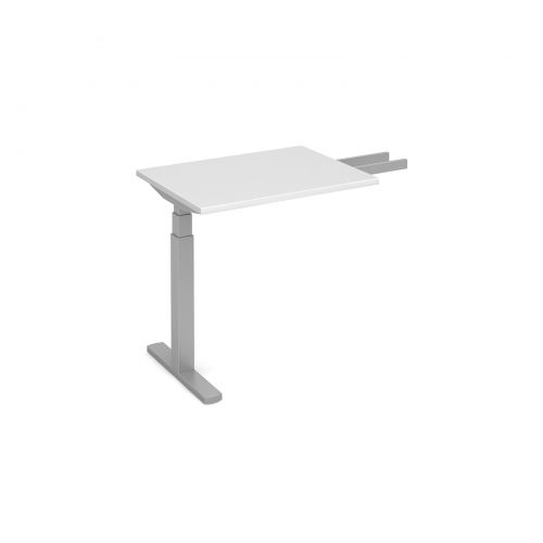 Elev8 Touch sit-stand return desk 600mm x 800mm - silver frame, white top