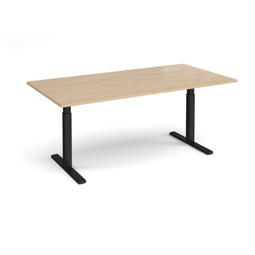 Elev8 Touch boardroom table 2000mm x 1000mm - black frame, Kendal oak top Elev8 Touch boardroom table 2000mm x 1000mm - black frame, Kendal oak top