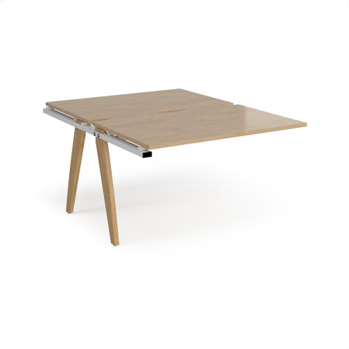 Fuze add on units back to back 1200mm x 1600mm with oak legs - white underframe, kendal oak top Fuze add on units back to back 1200mm x 1600mm with oak legs - white underframe, kendal oak top