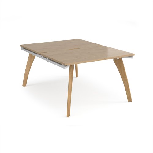 Fuze back to back desks 1200mm x 1600mm with oak legs - white underframe, kendal oak top Fuze back to back desks 1200mm x 1600mm with oak legs - white underframe, kendal oak top