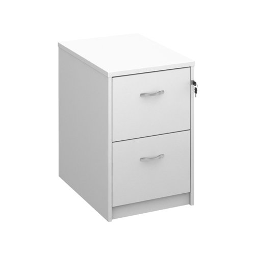 Wooden+2+drawer+filing+cabinet+with+silver+handles+730mm+high+-+white