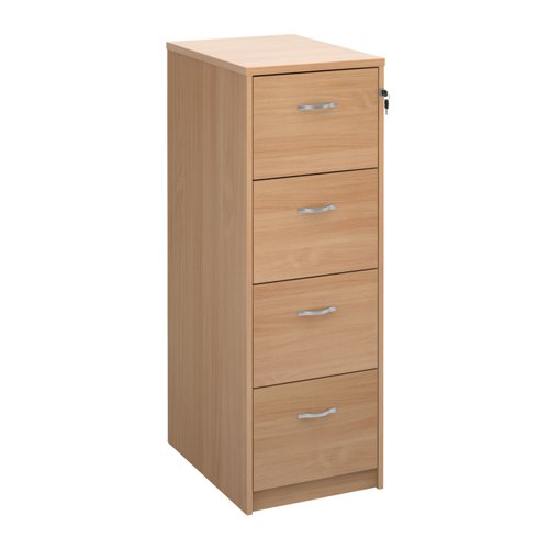 Wooden+4+drawer+filing+cabinet+with+silver+handles+1360mm+high+-+beech