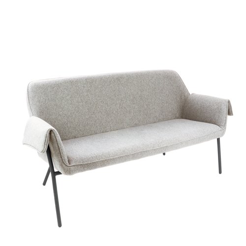 Liana two seater sofa with black metal frame - light grey Liana two seater sofa with black metal frame - light grey