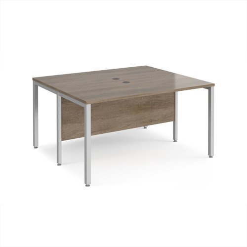 Maestro 25 back to back straight desks 1400mm x 1200mm - silver bench leg frame, Nebraska Oak top Maestro 25 back to back straight desks 1400mm x 1200mm - silver bench leg frame, Nebraska Oak top