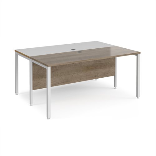 Maestro 25 back to back straight desks 1600mm x 1200mm - white bench leg frame, Nebraska Oak top Maestro 25 back to back straight desks 1600mm x 1200mm - white bench leg frame, Nebraska Oak top