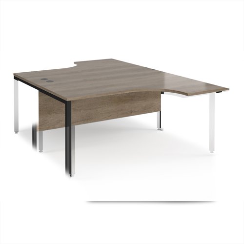 Maestro 25 back to back ergonomic desks 1600mm deep - black bench leg frame, Nebraska Oak top Maestro 25 back to back ergonomic desks 1600mm deep - black bench leg frame, Nebraska Oak top