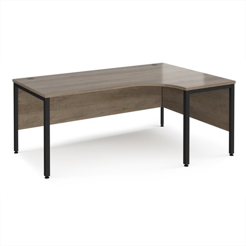 Maestro 25 right hand ergonomic desk 1800mm wide - black bench leg frame, Nebraska Oak top Maestro 25 right hand ergonomic desk 1800mm wide - black bench leg frame, Nebraska Oak top