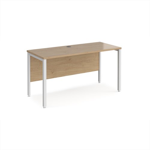 Maestro 25 straight desk 1400mm x 600mm - white bench leg frame, Kendal Oak top Maestro 25 straight desk 1400mm x 600mm - white bench leg frame, Kendal Oak top