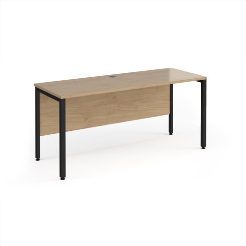 Maestro 25 straight desk 1600mm x 600mm - black bench leg frame, Kendal Oak top Maestro 25 straight desk 1600mm x 600mm - black bench leg frame, Kendal Oak top