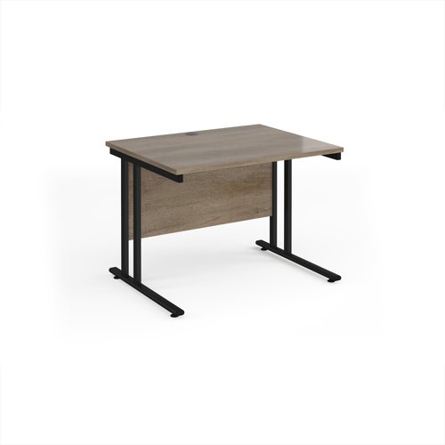 Maestro 25 straight desk 1000mm x 800mm - black cantilever leg frame, Nebraska oak top Maestro 25 straight desk 1000mm x 800mm - black cantilever leg frame, Nebraska oak top