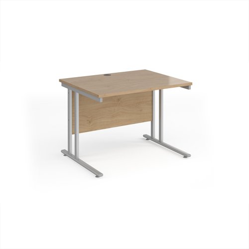 Maestro 25 straight desk 1000mm x 800mm - silver cantilever leg frame, Kendal oak top Maestro 25 straight desk 1000mm x 800mm - silver cantilever leg frame, Kendal oak top
