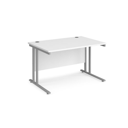 Maestro+25+straight+desk+1200mm+x+800mm+-+silver+cantilever+leg+frame%2C+white+top