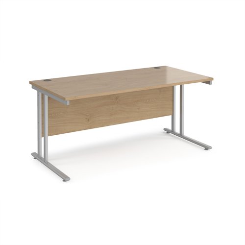 Maestro 25 straight desk 1600mm x 800mm - silver cantilever leg frame, Kendal oak top Maestro 25 straight desk 1600mm x 800mm - silver cantilever leg frame, Kendal oak top