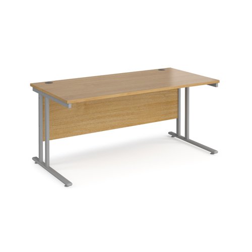 Maestro+25+straight+desk+1600mm+x+800mm+-+silver+cantilever+leg+frame%2C+oak+top