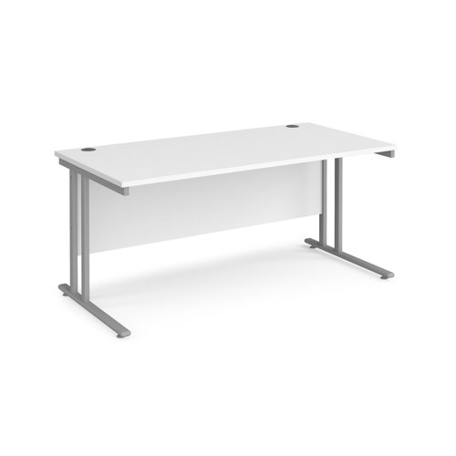 Maestro+25+straight+desk+1600mm+x+800mm+-+silver+cantilever+leg+frame%2C+white+top