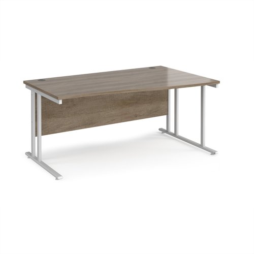 Maestro 25 right hand wave desk 1600mm wide - white cantilever leg frame, Nebraska oak top Maestro 25 right hand wave desk 1600mm wide - white cantilever leg frame, Nebraska oak top