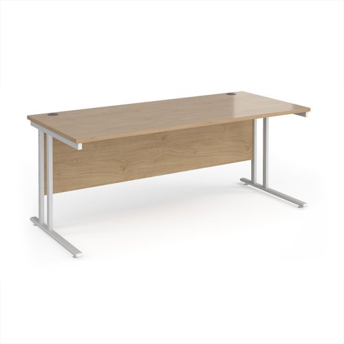 Maestro 25 straight desk 1800mm x 800mm - white cantilever leg frame, Kendal oak top Maestro 25 straight desk 1800mm x 800mm - white cantilever leg frame, Kendal oak top