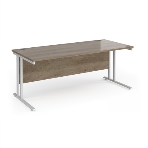 Maestro 25 straight desk 1800mm x 800mm - white cantilever leg frame, Nebraska oak top Maestro 25 straight desk 1800mm x 800mm - white cantilever leg frame, Nebraska oak top