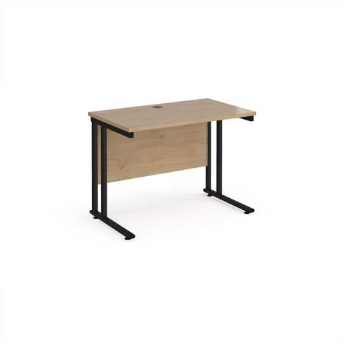 Maestro 25 straight desk 1000mm x 600mm - black cantilever leg frame, Kendal oak top Maestro 25 straight desk 1000mm x 600mm - black cantilever leg frame, Kendal oak top