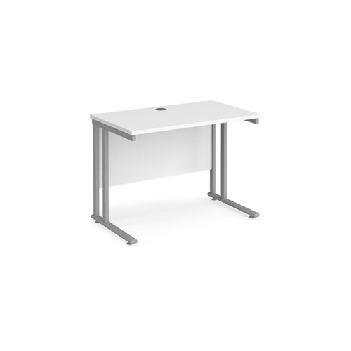 Maestro+25+straight+desk+1000mm+x+600mm+-+silver+cantilever+leg+frame%2C+white+top