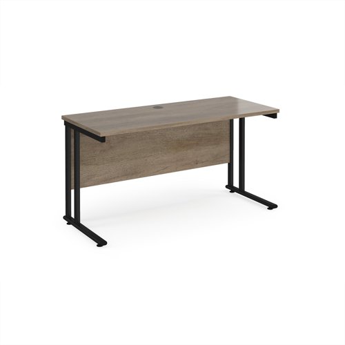 Maestro 25 straight desk 1400mm x 600mm - black cantilever leg frame, Nebraska oak top Maestro 25 straight desk 1400mm x 600mm - black cantilever leg frame, Nebraska oak top