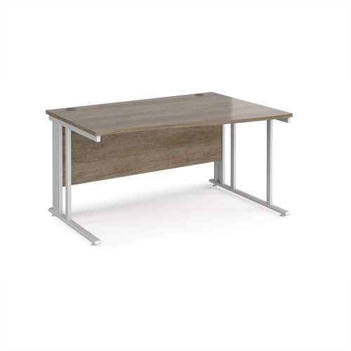 Maestro 25 right hand wave desk 1400mm wide - white cable managed leg frame, nebraska oak top Maestro 25 right hand wave desk 1400mm wide - white cable managed leg frame, nebraska oak top