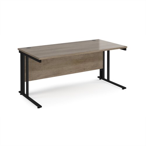 Maestro 25 straight desk 1600mm x 800mm - black cable managed leg frame, nebraska top Maestro 25 straight desk 1600mm x 800mm - black cable managed leg frame, nebraska top