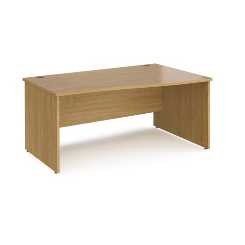 Maestro+25+right+hand+wave+desk+1600mm+wide+-+oak+top+with+panel+end+leg