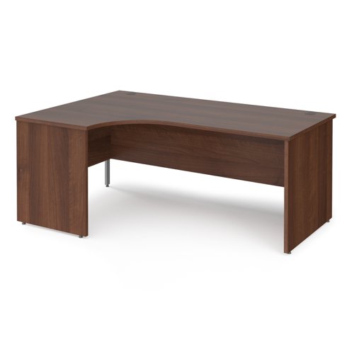 Maestro+25+left+hand+ergonomic+desk+1800mm+wide+-+walnut+top+with+panel+end+leg