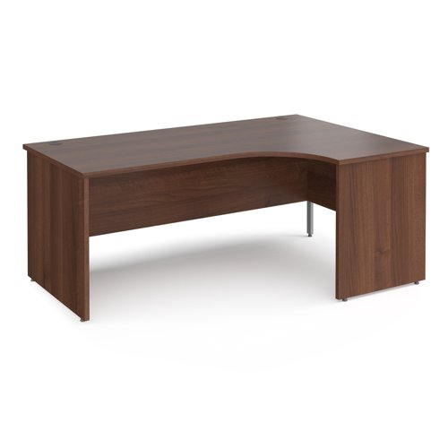 Maestro+25+right+hand+ergonomic+desk+1800mm+wide+-+walnut+top+with+panel+end+leg