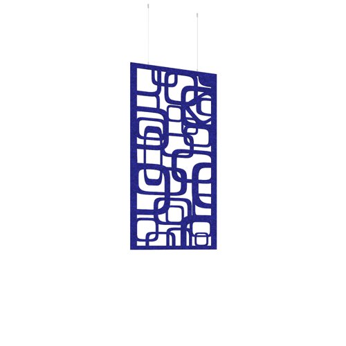 Piano Chords acoustic patterned hanging screens in dark blue 1200 x 600mm with hanging wires and hooks - Bygone (4 pack)