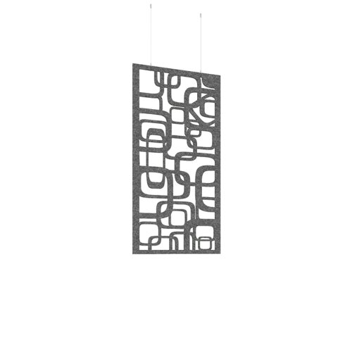 Piano Chords acoustic patterned hanging screens in dark grey 1200 x 600mm with hanging wires and hooks - Bygone (4 pack)