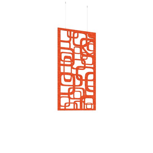 Piano Chords acoustic patterned hanging screens in orange 1200 x 600mm with hanging wires and hooks - Bygone (4 pack)