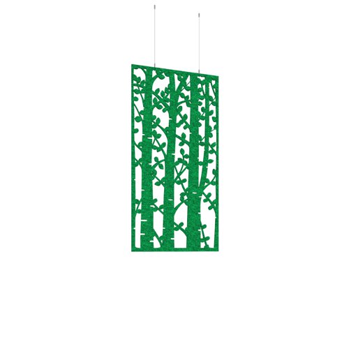 Piano Chords acoustic patterned hanging screens in dark green 1200 x 600mm with hanging wires and hooks - Ebony (4 pack)
