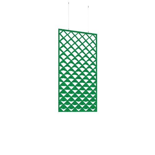 Piano Chords acoustic patterned hanging screens in dark green 1200 x 600mm with hanging wires and hooks - Reflection (4 pack)