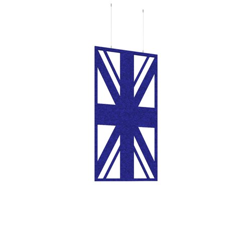 Piano Chords acoustic patterned hanging screens in dark blue 1200 x 600mm with hanging wires and hooks - Union (4 pack)
