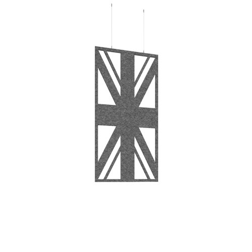 Piano Chords acoustic patterned hanging screens in dark grey 1200 x 600mm with hanging wires and hooks - Union (4 pack)