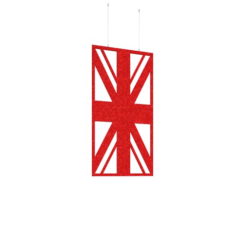 Piano Chords acoustic patterned hanging screens in red 1200 x 600mm with hanging wires and hooks - Union (4 pack)